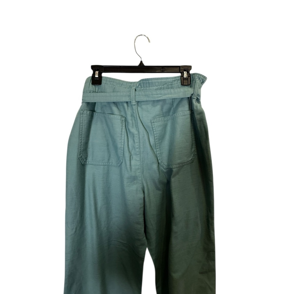 J. Crew Re-Imagined Seafoam Green Paperbag Pants with Tie Belt Cotton Sz 14 - Picture 6 of 14